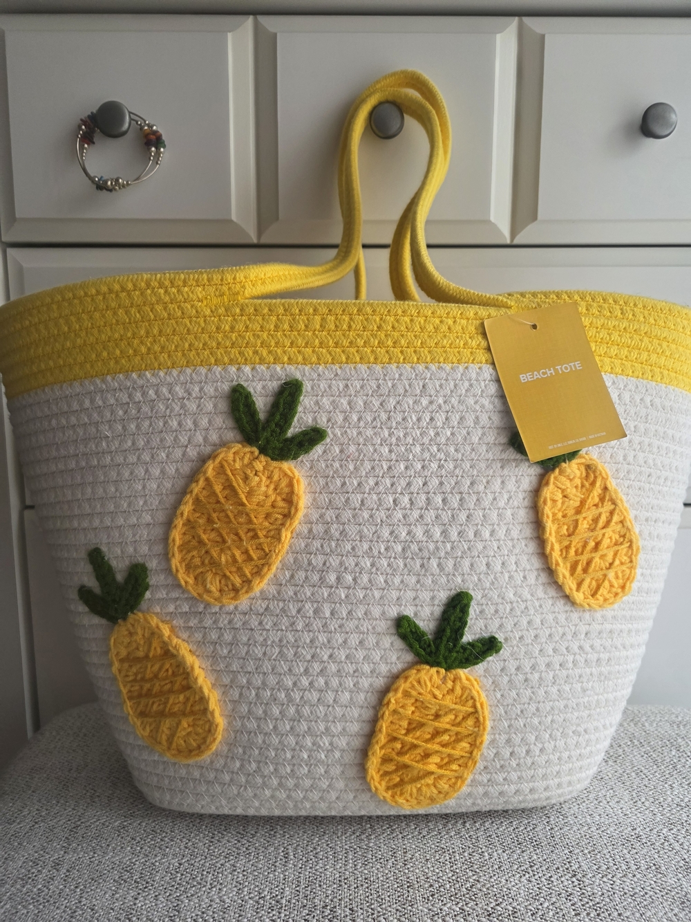 Yellow & White Pineapple Crochet Tote Bag - Picture 6 of 6